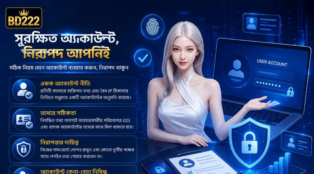 BD222 অ্যাকাউন্টের শর্তাবলী এবং নিয়মাবলী অত্যন্ত পরিষ্কার ও সুনির্দিষ্ট। 